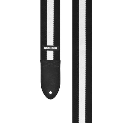 AMUMU Guitar Strap Black White Stripes -CO17W-BW